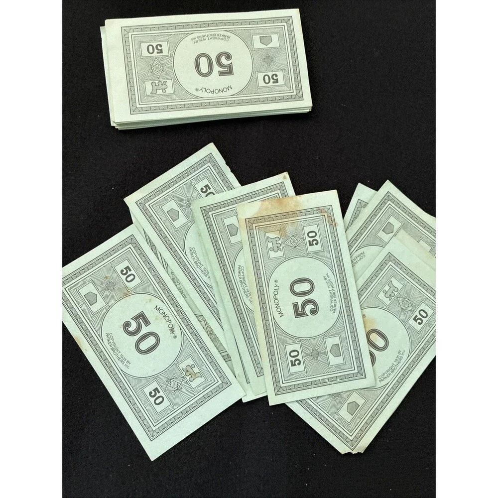 1973 Monopoly Board Game Replacement Paper Money Cash Dollars Bills Currency